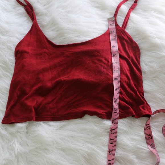 Full Tilt Red Adjustable Spaghetti Strap Crop Top - Loose Fitting, Shelf Bra Bui - Picture 4 of 5